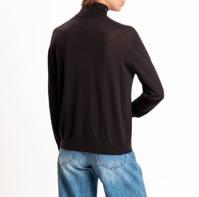 Tensione in-Maglia collo alto 100% LANA MERINO - moro