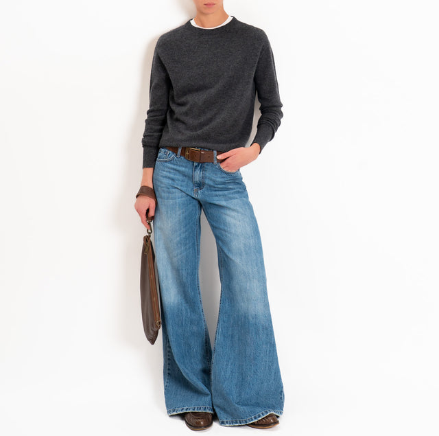 Tensione in-Maglia girocollo 100% LANA SOFT - antracite