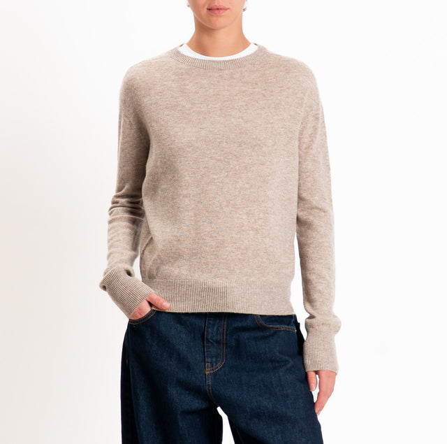 Tensione in-Maglia girocollo 100% LANA SOFT - beige melange