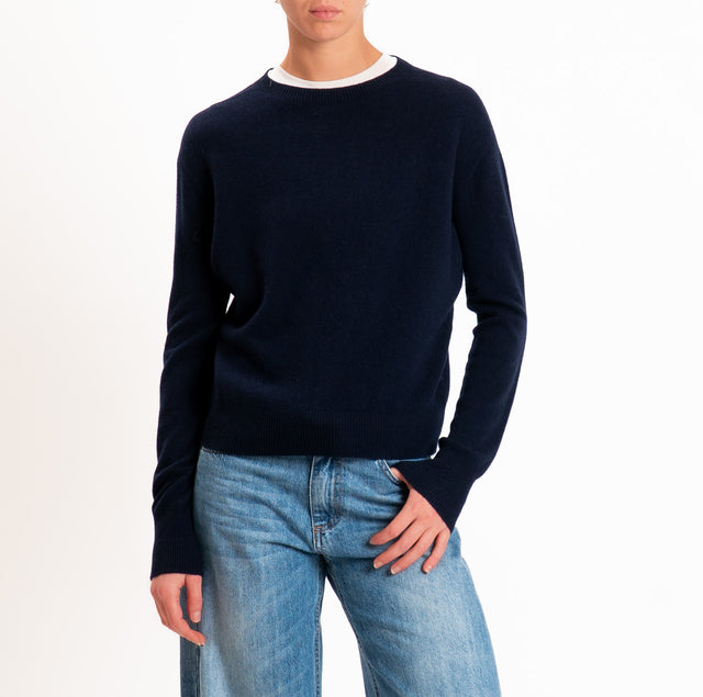 Tensione in-Maglia girocollo 100% LANA SOFT - blu