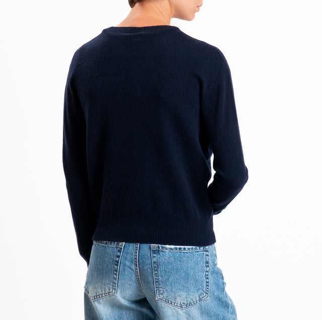 Tensione in-Maglia girocollo 100% LANA SOFT - blu