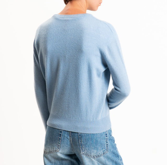 Tensione in-Maglia girocollo 100% LANA SOFT - celeste