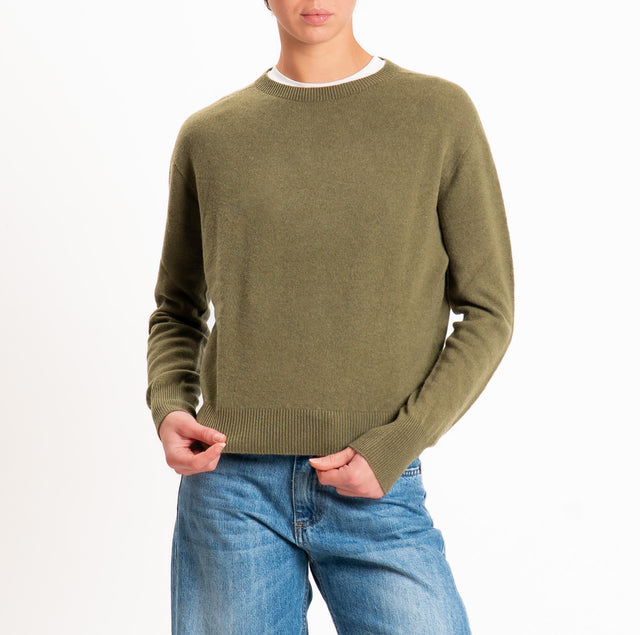 Tensione in-Maglia girocollo 100% LANA SOFT - militare