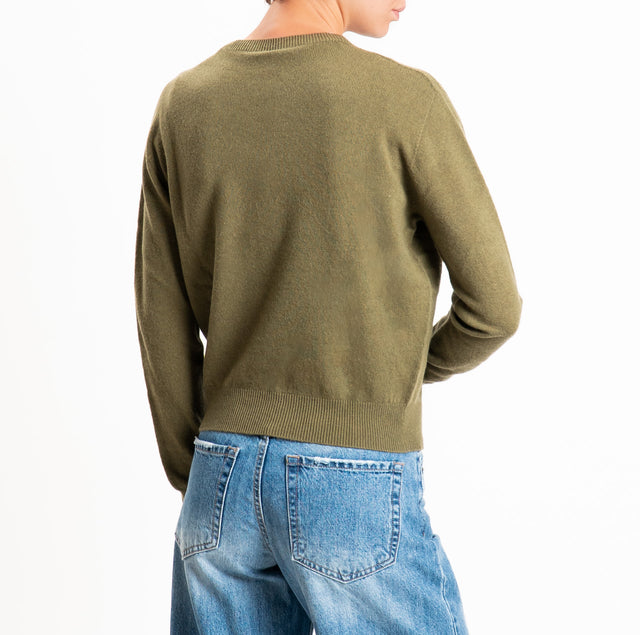 Tensione in-Maglia girocollo 100% LANA SOFT - militare