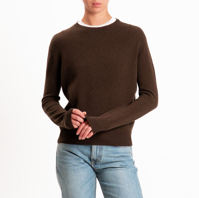 Tensione in-Maglia girocollo 100% LANA SOFT - moro