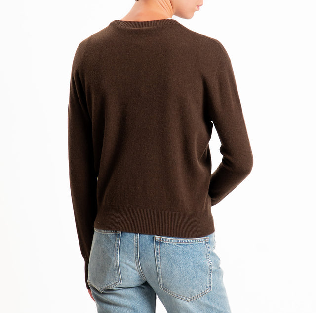 Tensione in-Maglia girocollo 100% LANA SOFT - moro