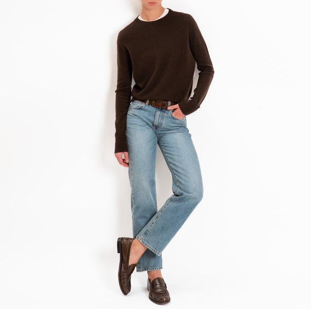 Tensione in-Maglia girocollo 100% LANA SOFT - moro