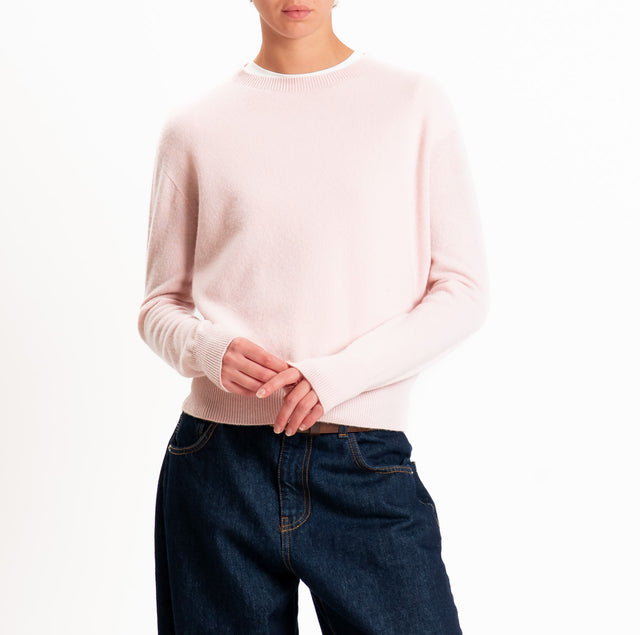 Tensione in-Maglia girocollo 100% LANA SOFT - rosa