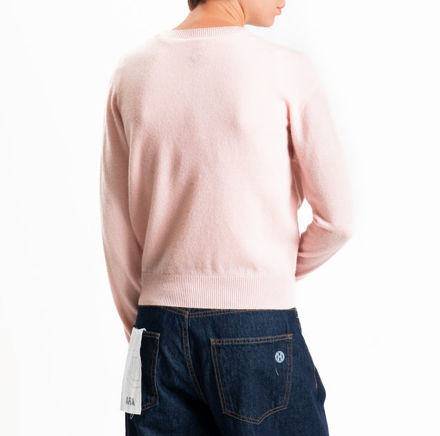 Tensione in-Maglia girocollo 100% LANA SOFT - rosa