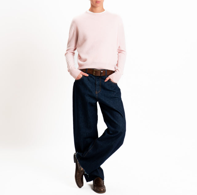 Tensione in-Maglia girocollo 100% LANA SOFT - rosa