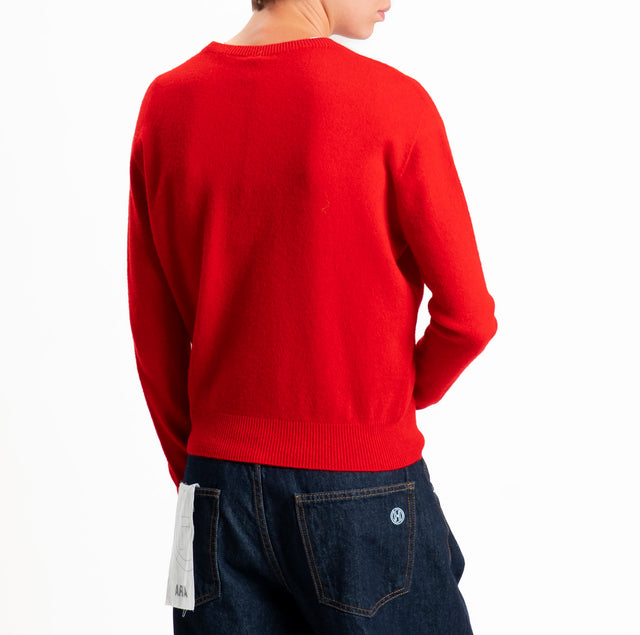 Tensione in-Maglia girocollo 100% LANA SOFT - rosso