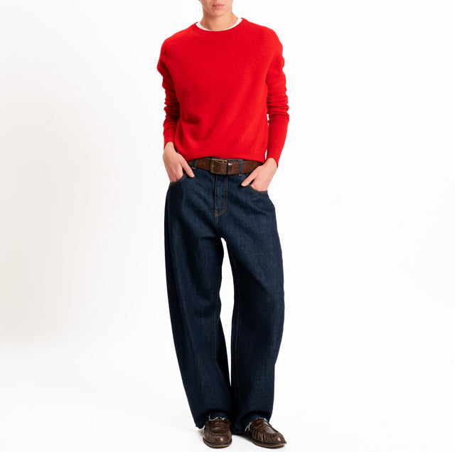 Tensione in-Maglia girocollo 100% LANA SOFT - rosso