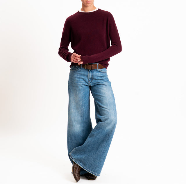 Tensione in-Maglia girocollo 100% LANA SOFT - vino