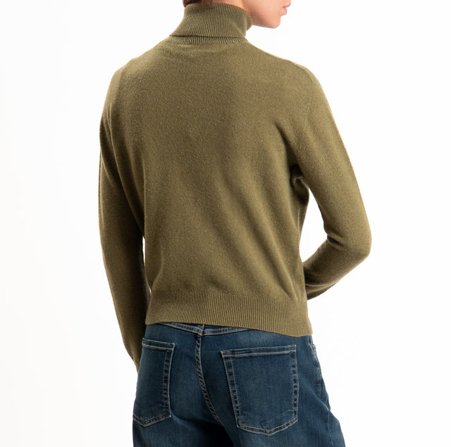 Tensione in-Maglia 100% LANA SOFT collo alto - militare