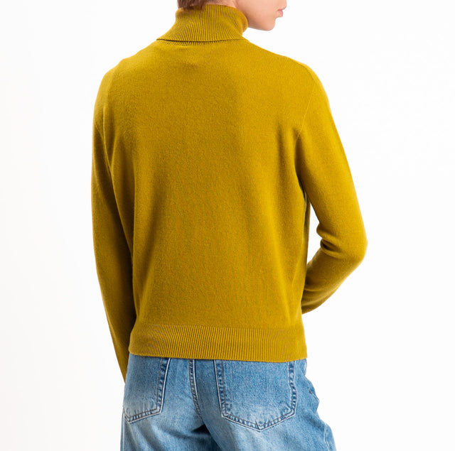 Tensione in-Maglia 100% LANA SOFT collo alto - olio