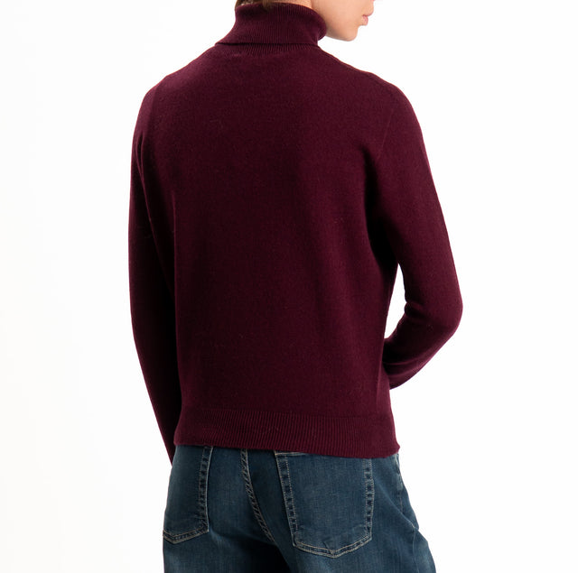 Tensione in-Maglia 100% LANA SOFT collo alto - vino