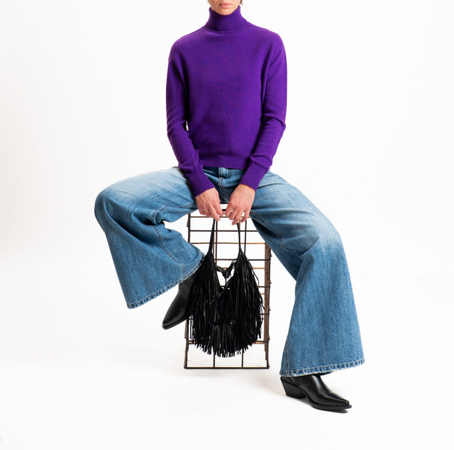 Tensione in-Maglia 100% LANA SOFT collo alto - viola
