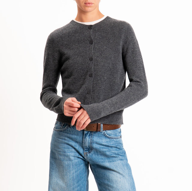 In-Cardigan tension 100% SOFT WOOL - anthracite