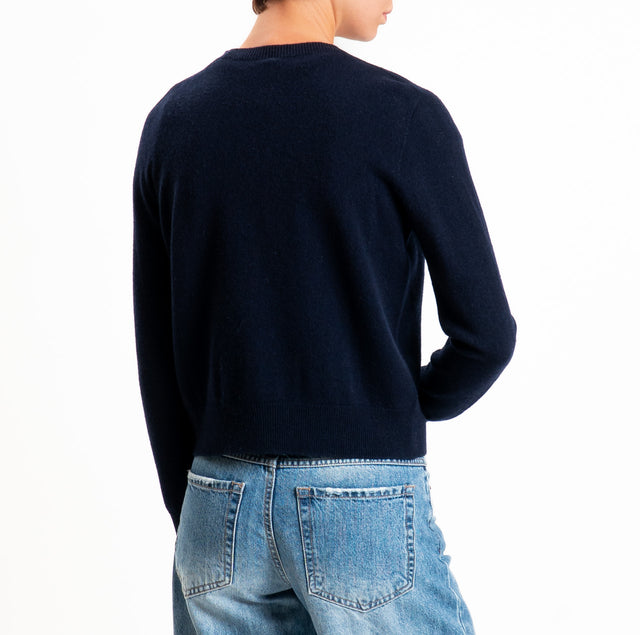 Tensione in-Cardigan 100% LANA SOFT - blu