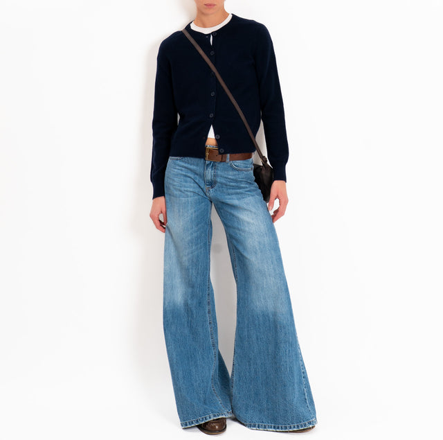 Tensione in-Cardigan 100% LANA SOFT - blu