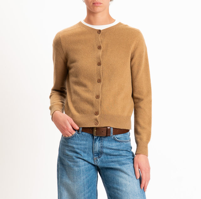 Tensione in-Cardigan 100% LANA SOFT - cammello