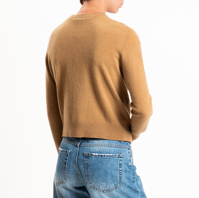 Tensione in-Cardigan 100% LANA SOFT - cammello
