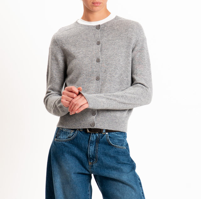 100% SOFT WOOL cardigan - heather grey