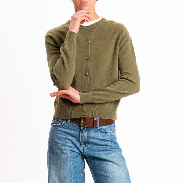 In-Cardigan tension 100% SOFT WOOL - military