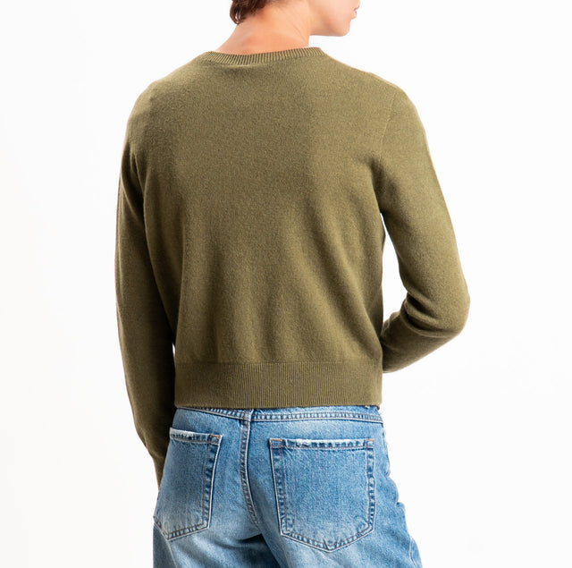 In-Cardigan tension 100% SOFT WOOL - military
