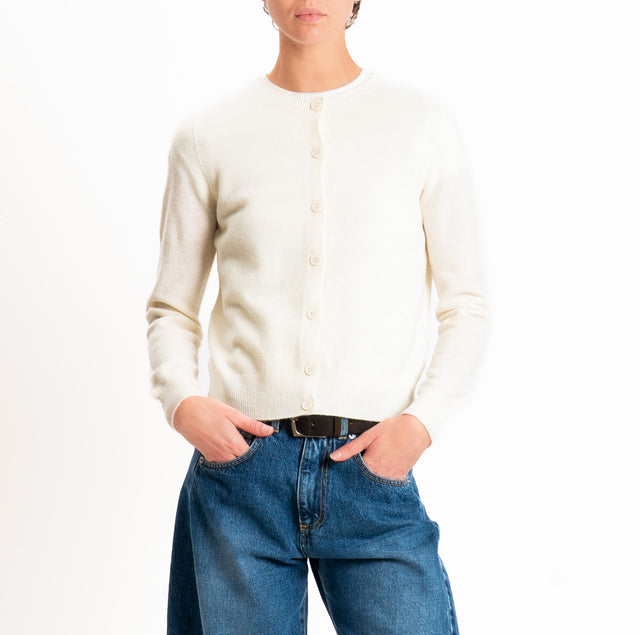 Tensione in-Cardigan 100% LANA SOFT - panna