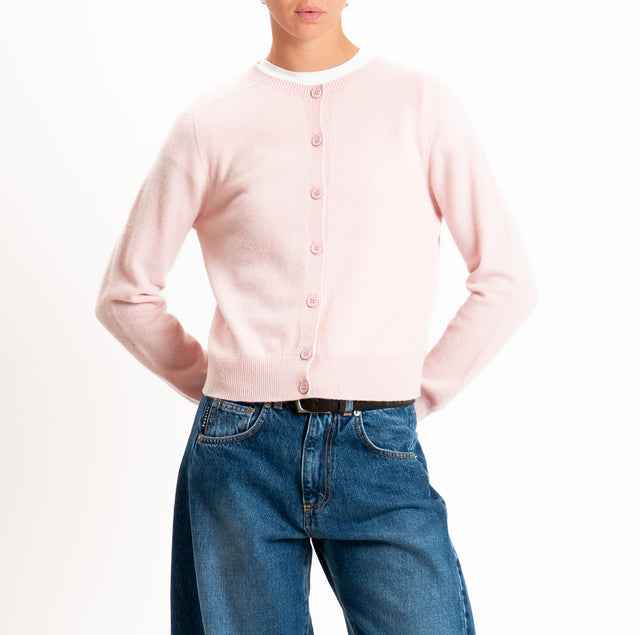 Tensione in-Cardigan 100% LANA SOFT - rosa