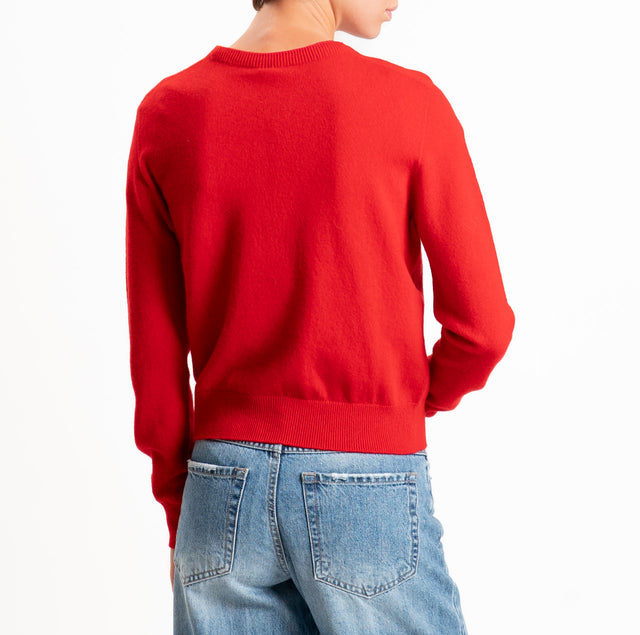 100% SOFT WOOL Cardigan - red