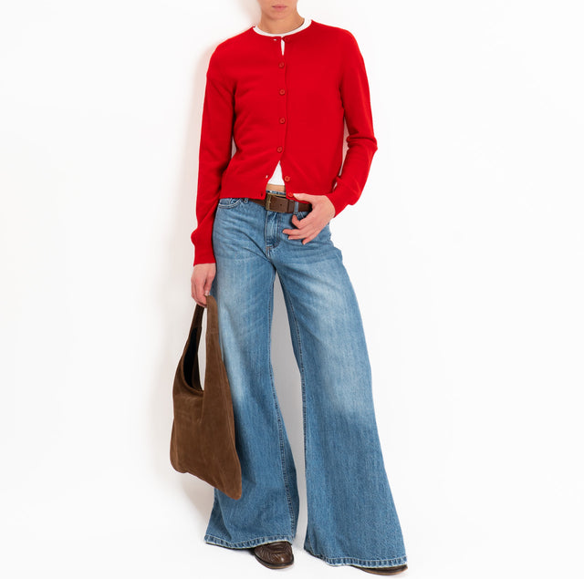 100% SOFT WOOL Cardigan - red