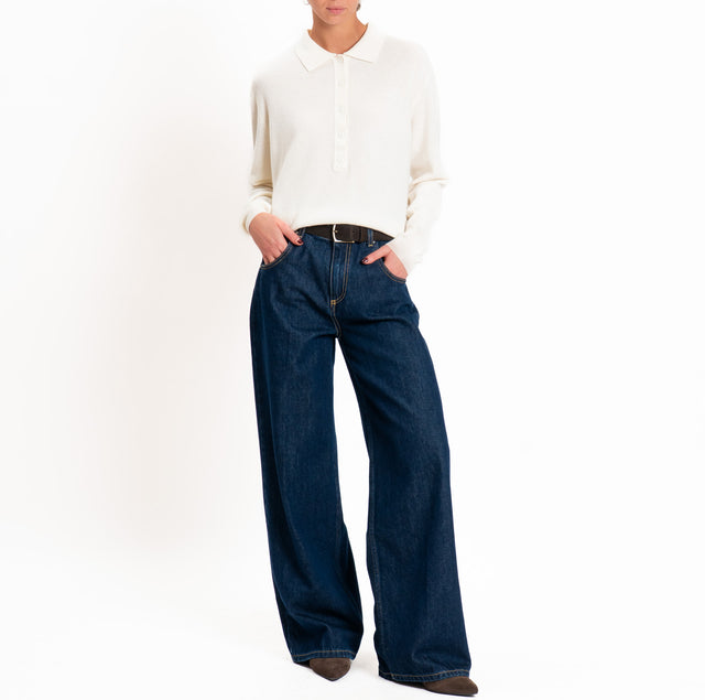 Tensione in-Maglia polo 100% LANA SOFT - panna