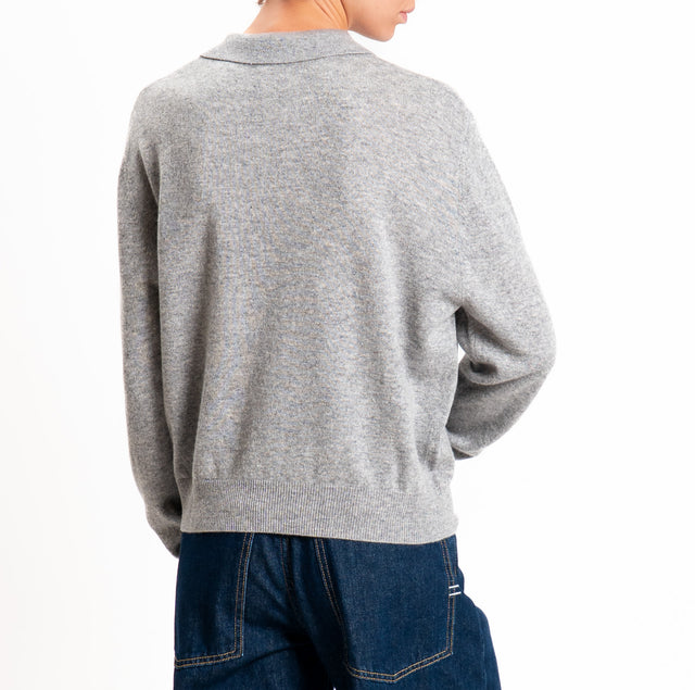Tensione in-Maglia polo 100% LANA SOFT - grigio melange
