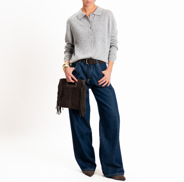 Tensione in-Maglia polo 100% LANA SOFT - grigio melange