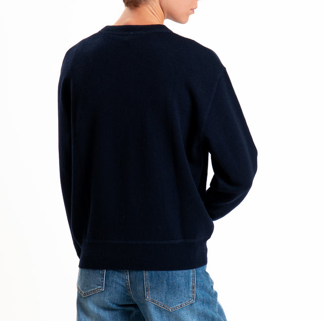 Tensione in-Maglia 100% LANA taglio felpa - blu