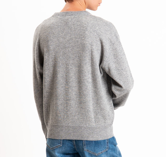 Tensione in-Maglia 100% LANA taglio felpa - grigio melange