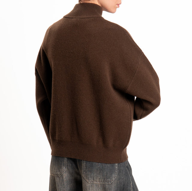 Tensione in-Cardigan 100% LANA SOFT con zip - moro