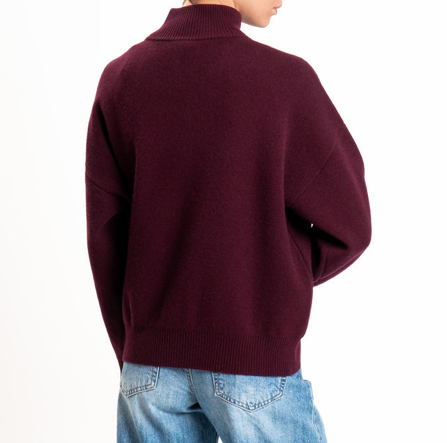 Tensione in-Cardigan 100% LANA SOFT con zip - vino