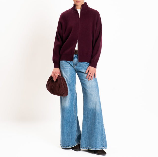 Tensione in-Cardigan 100% LANA SOFT con zip - vino