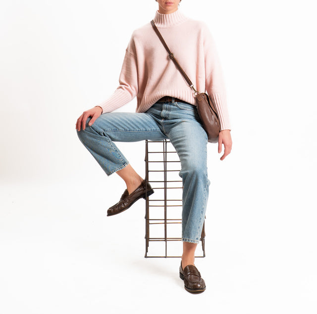 Tensione in-Maglia collo cratere 100% LANA SOFT - rosa