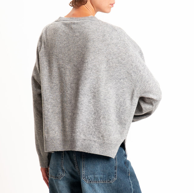 Tensione in-Maglia 100% LANA SOFT spacchi laterali - grigio melange