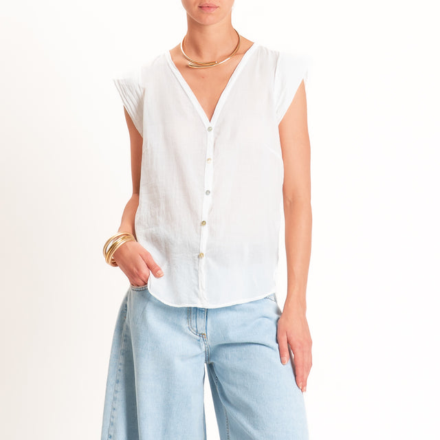 Tensione in-Camicia mussola smanicata - latte
