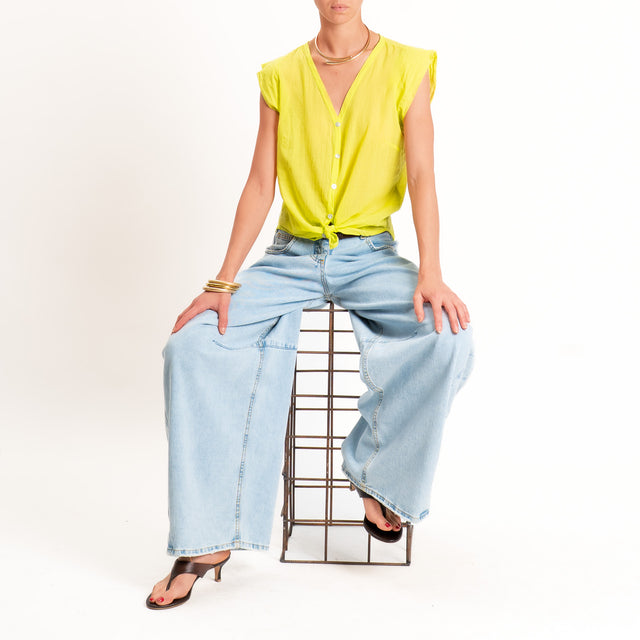 Tensione in-Camicia mussola smanicata - lime