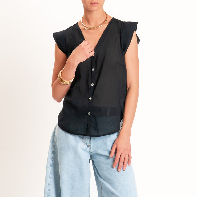 Tensione in-Camicia mussola smanicata - nero