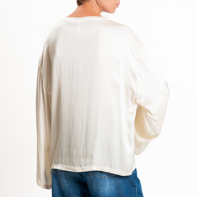 Tensione in-Blusa satin elasticizzato manica ampia - burro