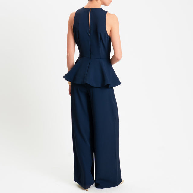 Tensione in-Tuta smanicata in tessuto fluido - blu