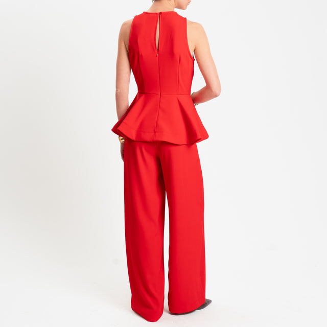 Tensione in-Tuta smanicata in tessuto fluido - rosso