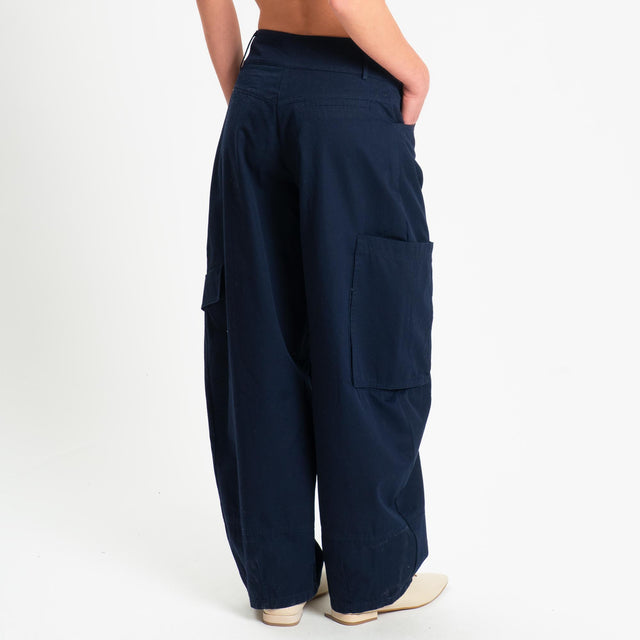 Tensione in-Pantalone cargo barrel fit - blu